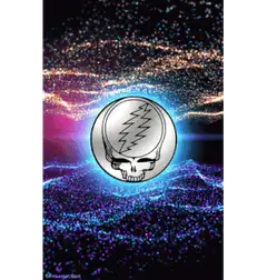 Grateful Dead skull with glowing particles