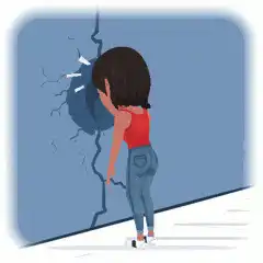 Girl headbutting a wall