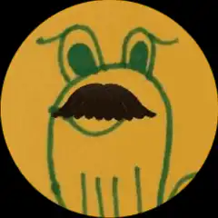Green monster with mustache blinking
