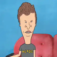 Beavis wearing AC/DC shirt says whoa