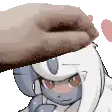 Hand petting anime character