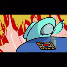 Among Us character in fire