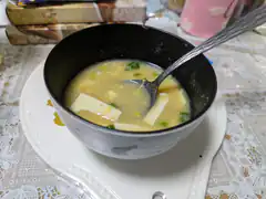Bowl of miso soup with tofu