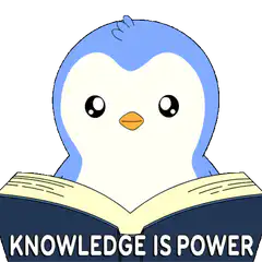 Cute penguin reading book knowledge is power