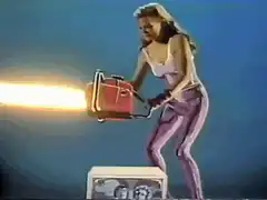 Woman burns TV with flamethrower