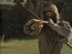 Ninja cuts man's tie with sword