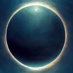 Painted solar eclipse with glowing corona
