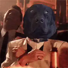 Dog head on Tony Montana