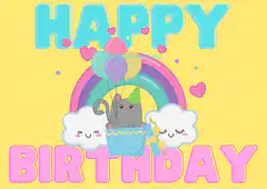 Happy Birthday Cat with Balloons