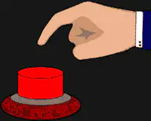 hand pressing red button