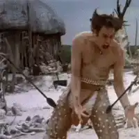 Caveman man dances
