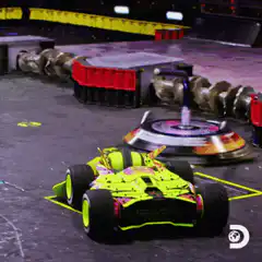 Robot combat sparks and flip