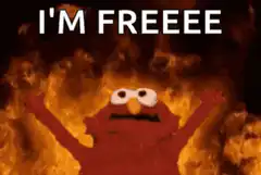 Elmo surrounded by fire