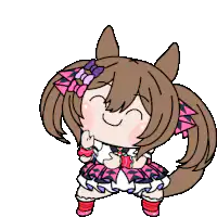 Chibi horse girl dancing happily