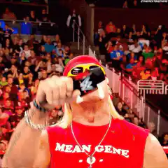 Hulk Hogan throws a microphone