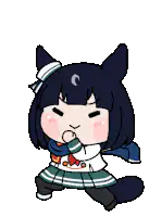 Chibi girl with cat ears dancing