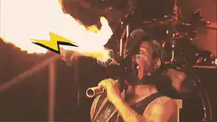 Man breathing fire with lightning bolt