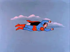 Superman flying through the sky