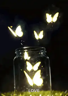 glowing butterflies in a jar