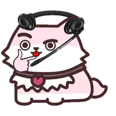 Pink cat with headset and microphone