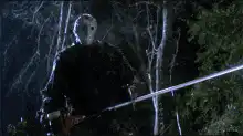 Jason Voorhees with a chainsaw and a plunger
