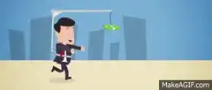 Businessman chasing money on a stick