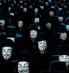 crowd of anonymous masks