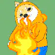 Shiba Inu breathing fire and holding a Bitcoin
