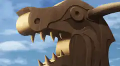 Viking man carries giant dragon boat