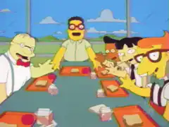 Nerds eating lunch in cafeteria