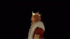 Burger King puppet turns and smiles