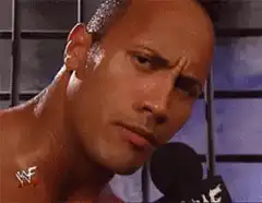 The Rock squints at the camera