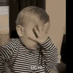Toddler facepalm with UGH text