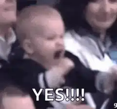 Baby cheering yes