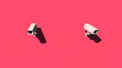 Two security cameras nodding
