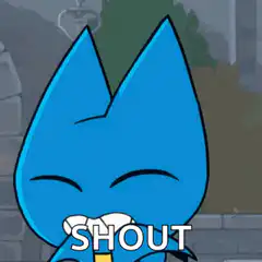 Blue cat character shouting