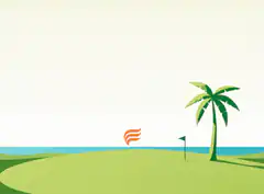 tropical golf course with palm tree