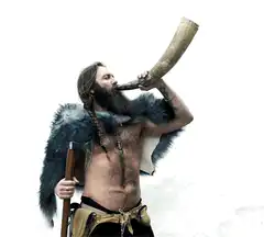 Bearded Viking Blowing a Horn