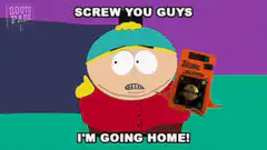 Eric Cartman holding a beer and saying screw you guys