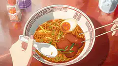 anime character eating ramen