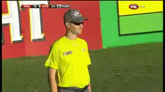 Baseball umpire points to the right
