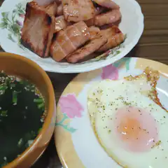 breakfast with pork belly and egg