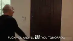 Old man zaps door