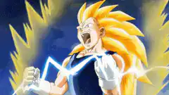 Super Saiyan 3 screaming with lightning