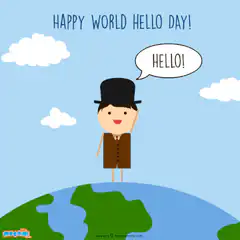 Happy World Hello Day cartoon characters