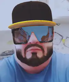 Man with digital beard and sunglasses filter