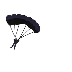 Stick figure parachuting
