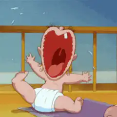 Baby with giant mouth screaming