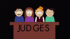 South Park judges holding up score cards
