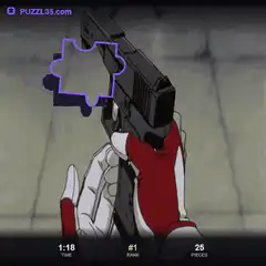 Puzzle gun held by gloved hand